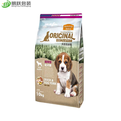 160 micron di 10kg del fondo piatto del rinforzo della borsa di cibo per cani laterale dell'animale domestico che imballa Front Peel Zipper
