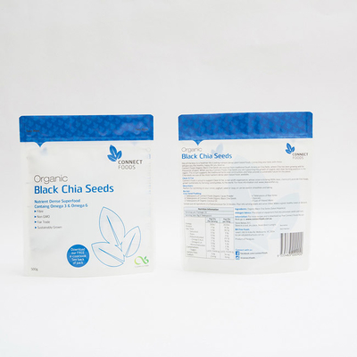 supporto opaco dell'ANIMALE DOMESTICO 500g sul nero Chia Seeds Packaging dei sacchetti di plastica 123um