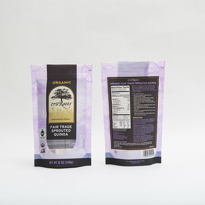 Sacchetto a chiusura lampo della chiusura lampo di condizione della chiusura lampo della borsa di imballaggio per alimenti di 12OZ 340g per la quinoa germogliata