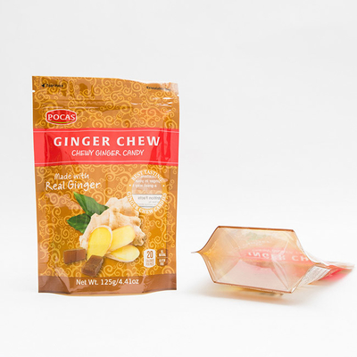 rinforzo del fondo di Ginger Chew With Window And della borsa del sacchetto di 125g PE80 PET12 Candy
