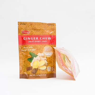 rinforzo del fondo di Ginger Chew With Window And della borsa del sacchetto di 125g PE80 PET12 Candy