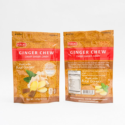 rinforzo del fondo di Ginger Chew With Window And della borsa del sacchetto di 125g PE80 PET12 Candy