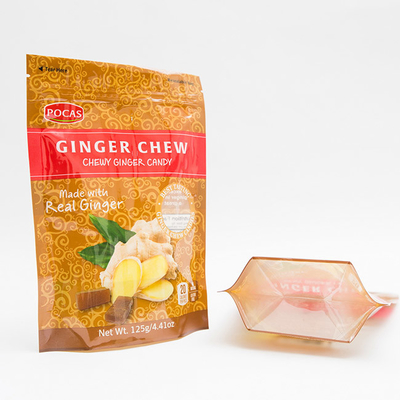 rinforzo del fondo di Ginger Chew With Window And della borsa del sacchetto di 125g PE80 PET12 Candy