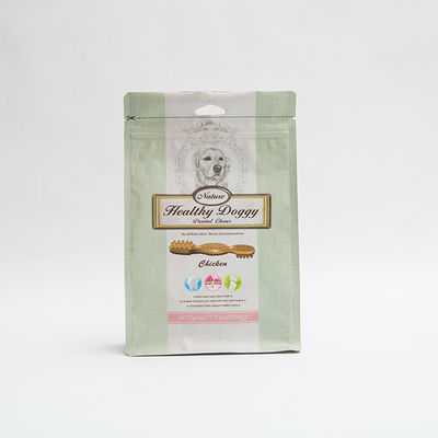 Sacchetto dentario canino d'imballaggio del fondo piatto di masticazioni della borsa dell'alimento per animali domestici di 17.77OZ 75mm con la chiusura lampo