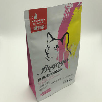 borsa d'imballaggio dell'alimento per animali domestici 1.3kg con il rinforzo del lato del fondo di Cat Food Stand Up Flat della chiusura lampo